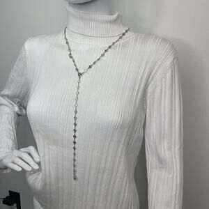 Chico's silver tone necklace signed costume jewelry y drop trendy versatile